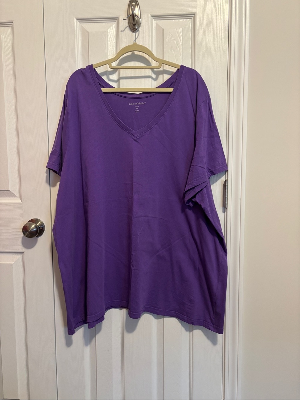 Woman Within V-Neck Short Sleeve Tee - Plum Purple